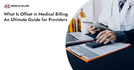 Doctor using calculator and tablet to review claim payments, illustrating how offsets work in medical billing and reimbursement.
