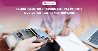 Healthcare provider processing payment from a self-pay patient, illustrating billing rules and pricing transparency.