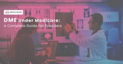Doctor reviewing patient records while discussing durable medical equipment (DME) billing under Medicare and healthcare coverage requirements